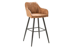 Barhocker Milan vintage braun Mikrofaser Armlehne