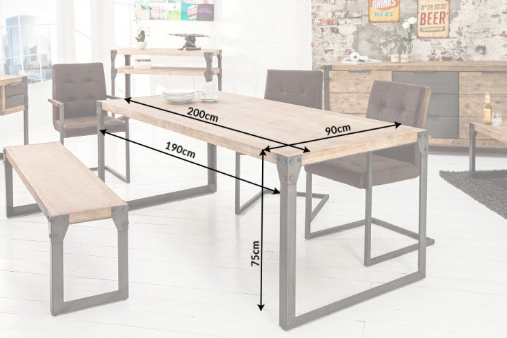 Esstisch Industrial Suite 200cm Akazie Teakgrau