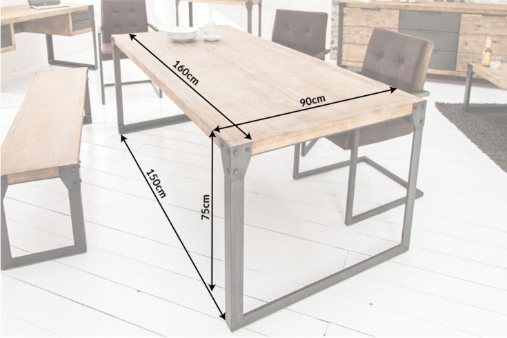Esstisch Industrial Suite 160cm Akazie Teakgrau