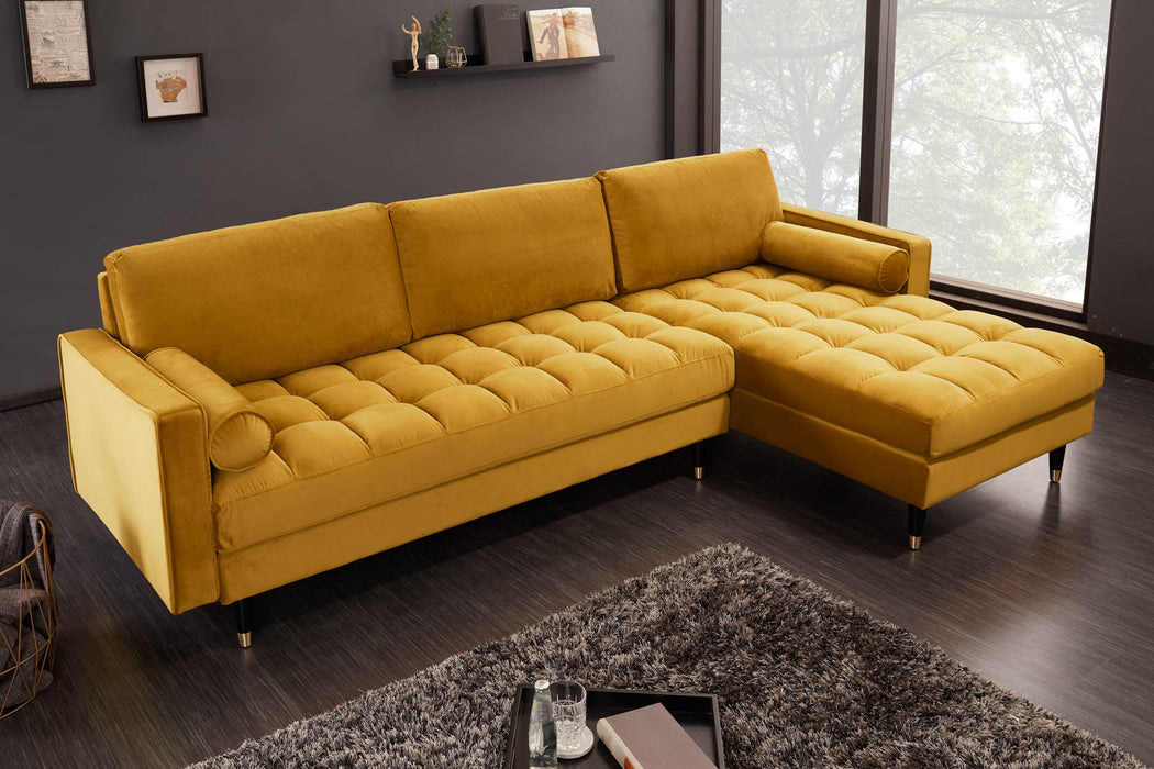 Ecksofa Plush Velvet II 260cm senfgelb Samt
