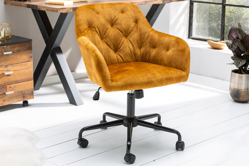 Bürostuhl Nordic Comfort senfgelb Samt
