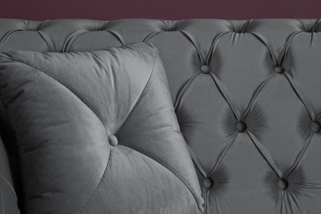 Sofa New York Chesterfield 225cm Samt silbergrau