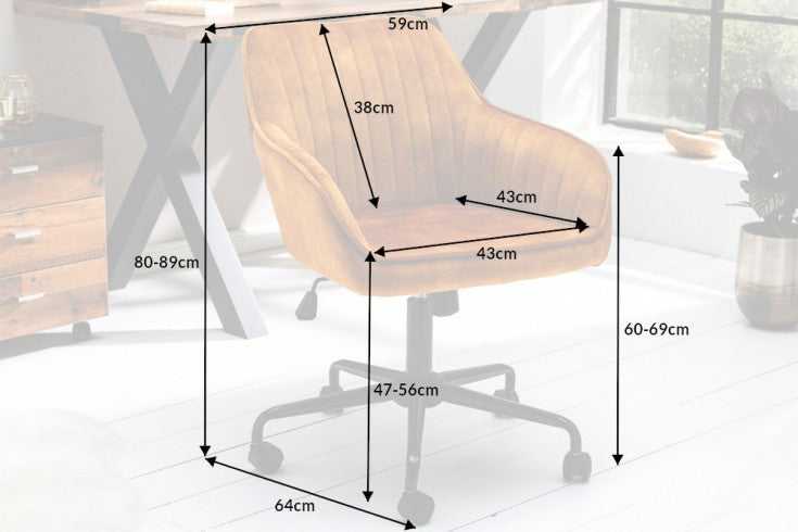 Bürostuhl Rom senfgelb Samt Armlehne