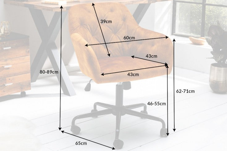Bürostuhl Nordic Comfort senfgelb Samt