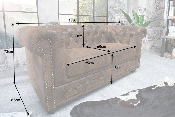 Sofa Chesterfield 2er Braun Antik Look