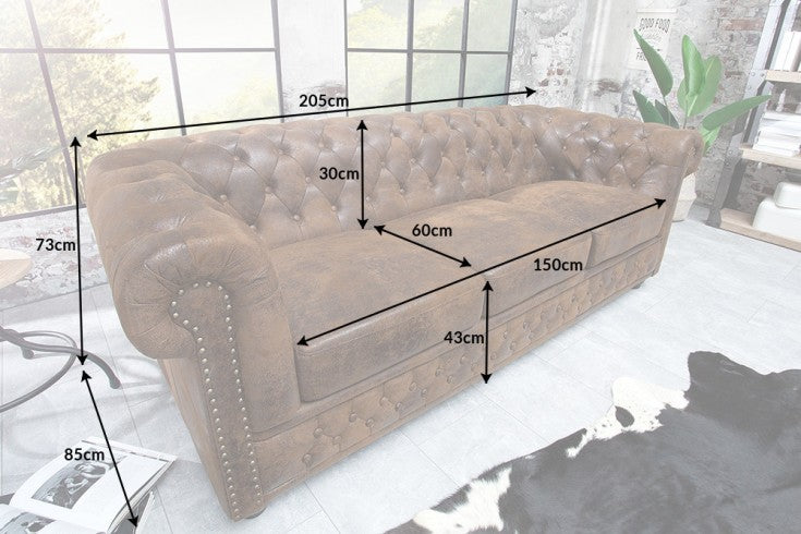Sofa Chesterfield 3er Braun Antik Look