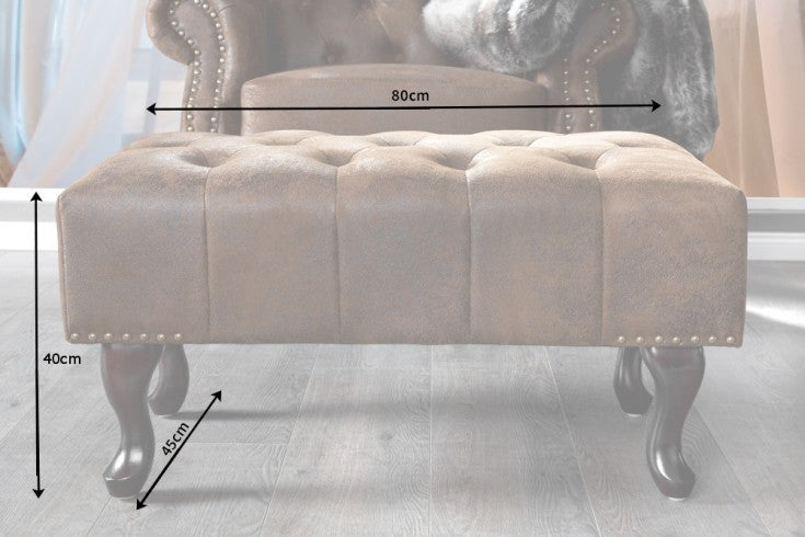 Fußhocker Chesterfield braun Antik Look