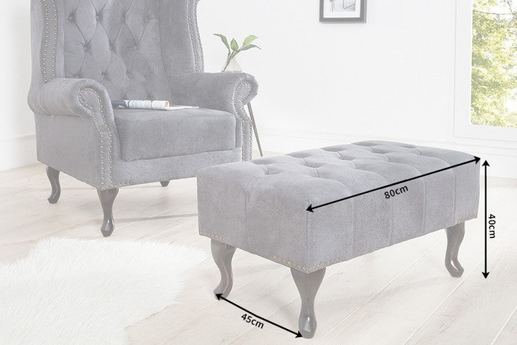Fußhocker Chesterfield grau Antik Look/ 37474