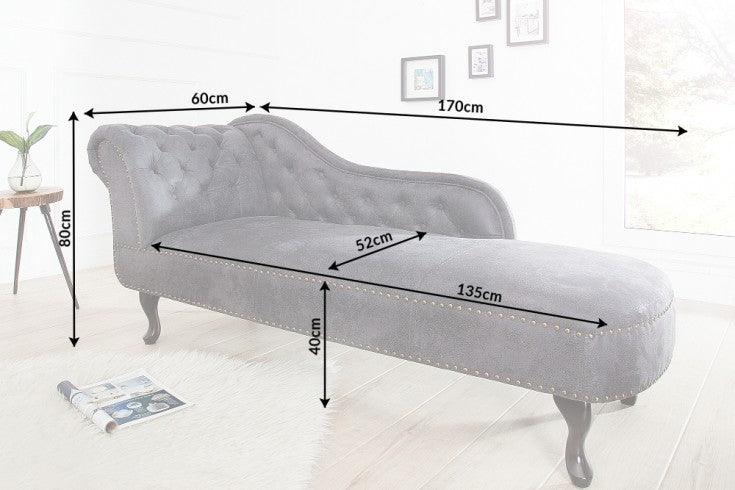 Recamiere Chesterfield grau Antik Look