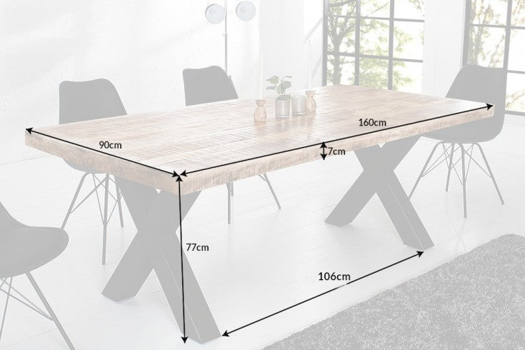 Esstisch Blacksmith 160cm Mango Natur 70mm