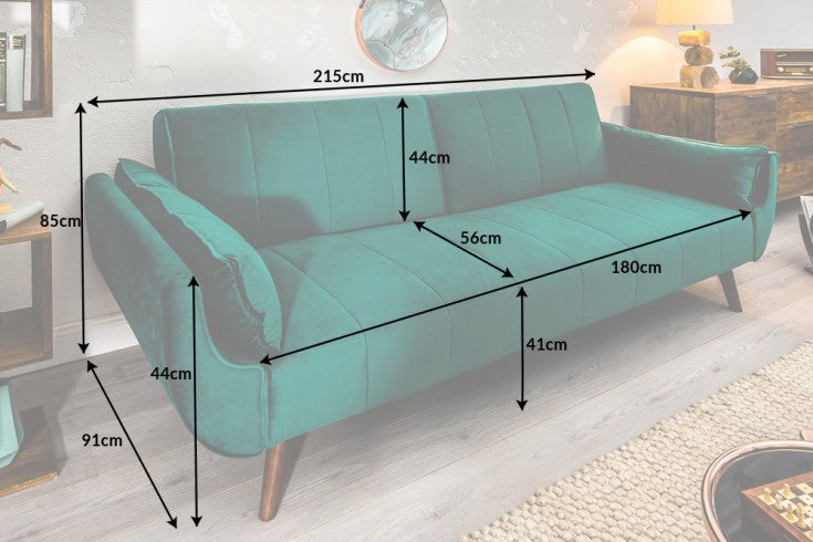 Schlafsofa Sofia Plus 215cm smaragdgrün Samt