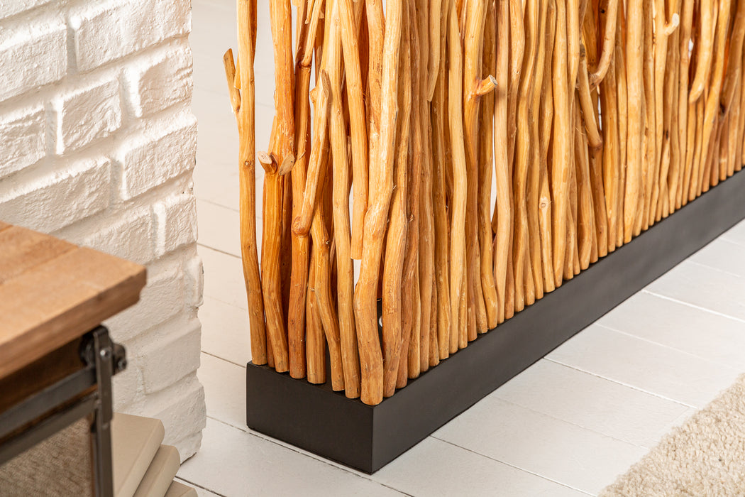Stehleuchte Hedge Paravent 180cm Longan-Holz natur