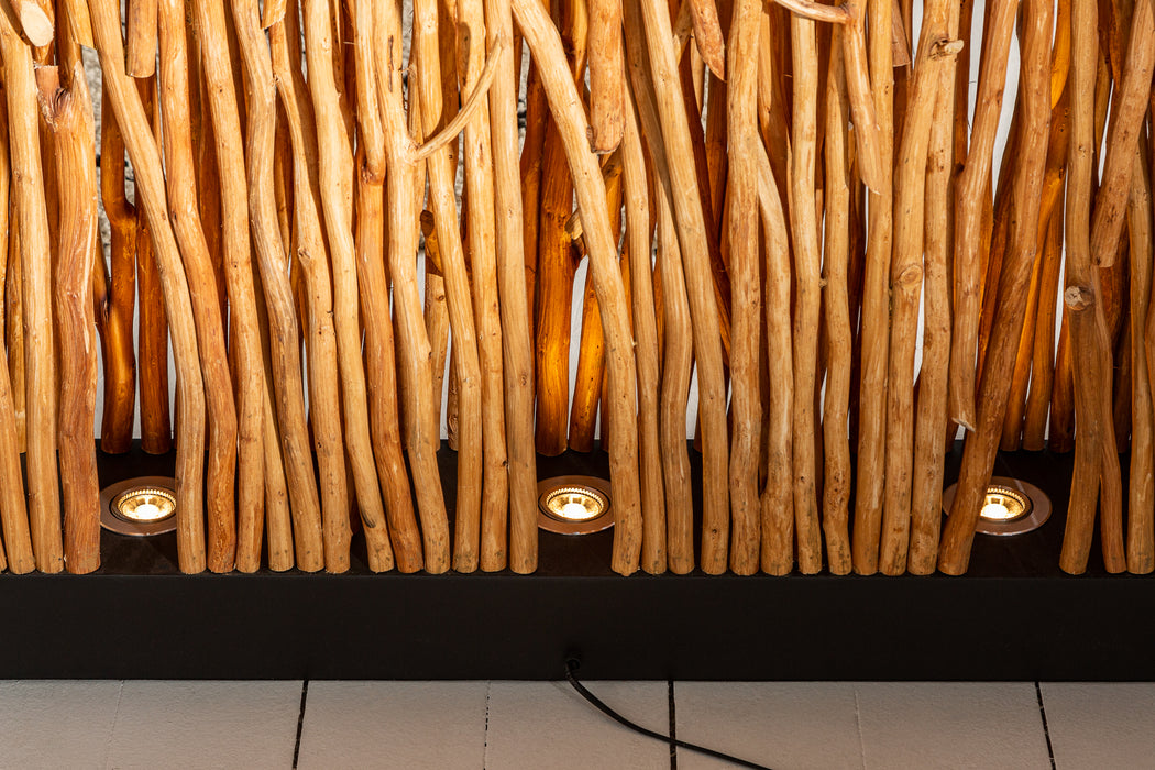 Stehleuchte Hedge Paravent 180cm Longan-Holz natur