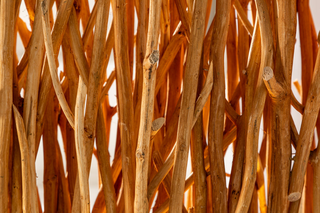 Stehleuchte Hedge Paravent 180cm Longan-Holz natur