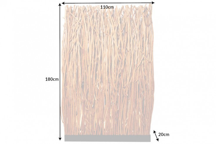 Stehleuchte Hedge Paravent 180cm Longan-Holz natur