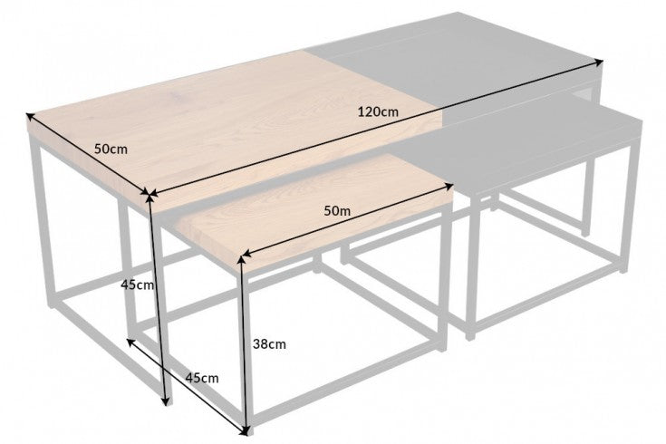 Couchtisch Penthouse 3er Set Eiche-Optik schwarz