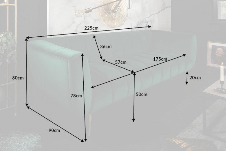 Sofa Elegance 225cm smaragdgrün