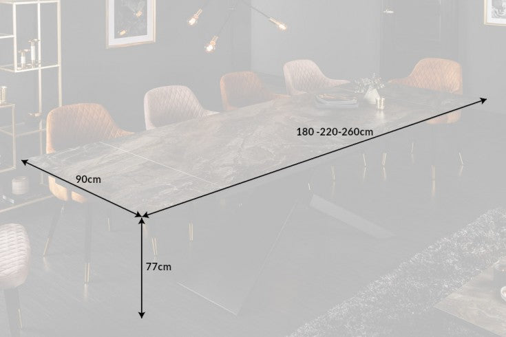 Esstisch Bliss 180-220-260cm Keramik Marmor-Optik