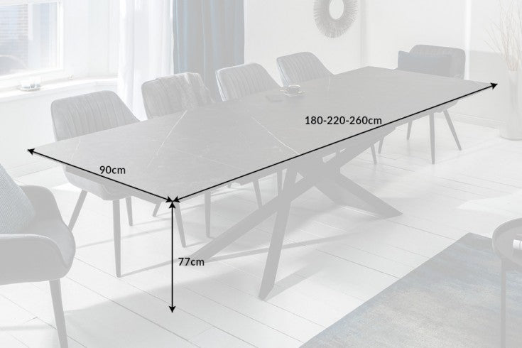 Esstisch Euphorie 180-220-260cm Keramik Graphit-Optik
