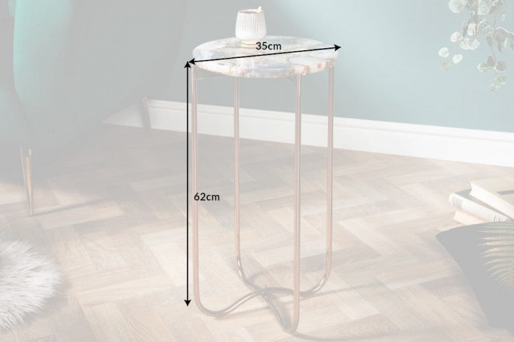 Beistelltisch Rega 35cm Achat blau weiß mit abnehmbarer Platte