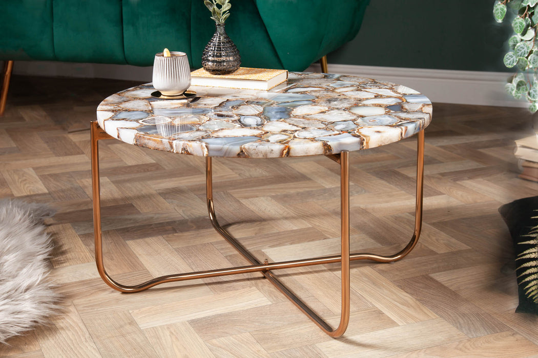Couchtisch Rega 62cm Achat blau gold