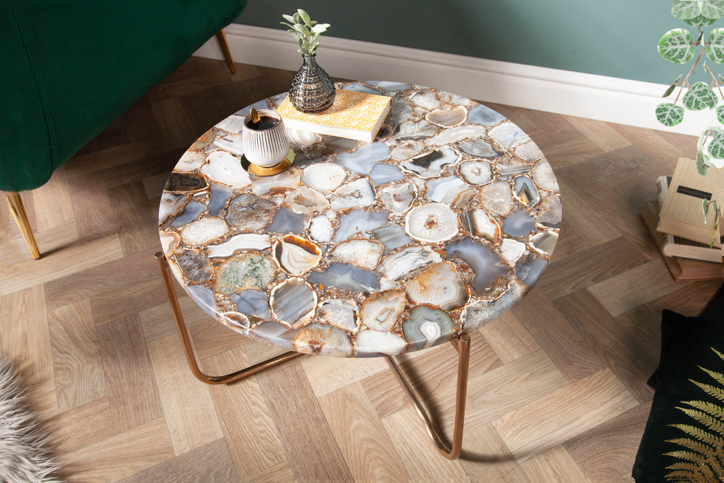 Couchtisch Rega 62cm Achat blau gold
