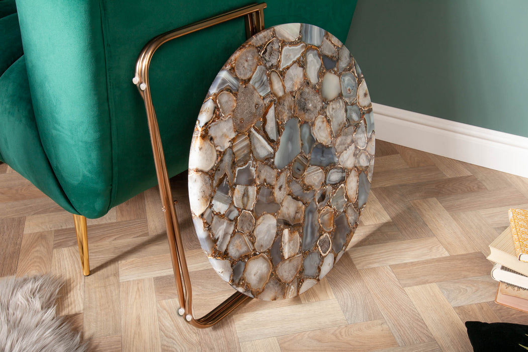 Couchtisch Rega 62cm Achat blau gold