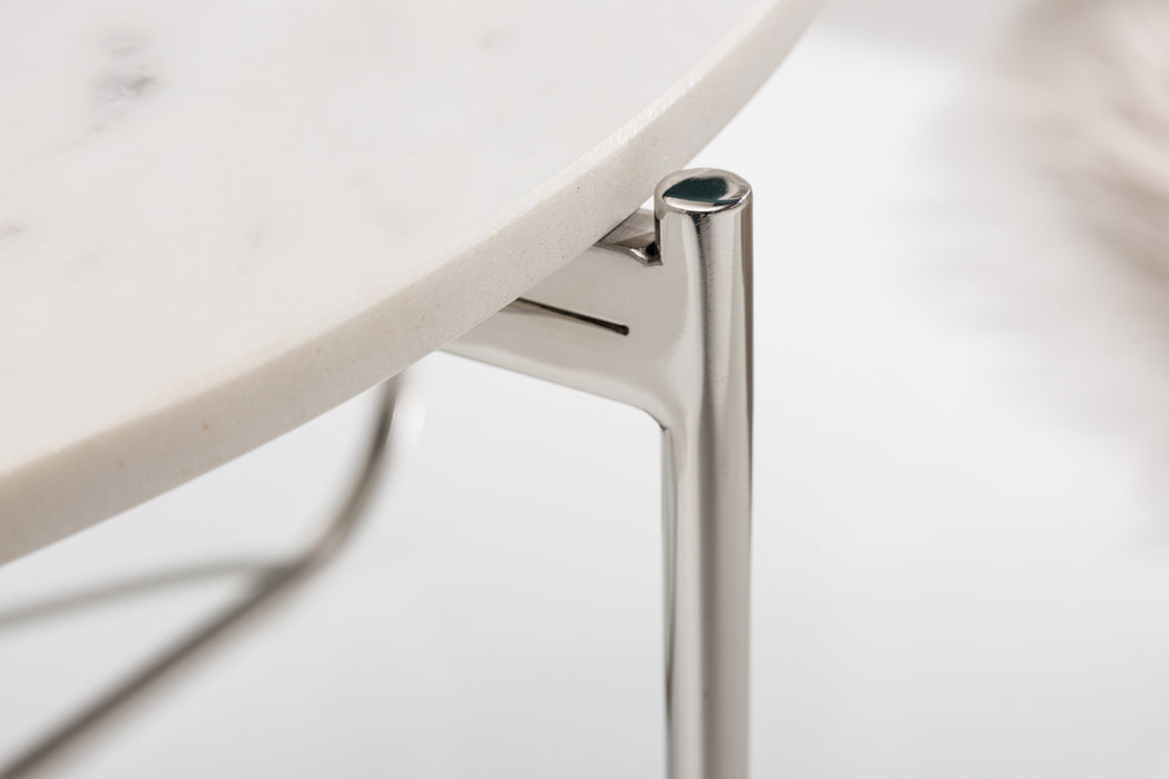 Couchtisch Rega 62cm Marmor weiß silber
