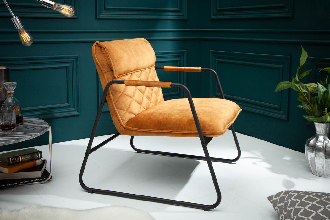 Sessel Stallion Lounger Samt senfgelb
