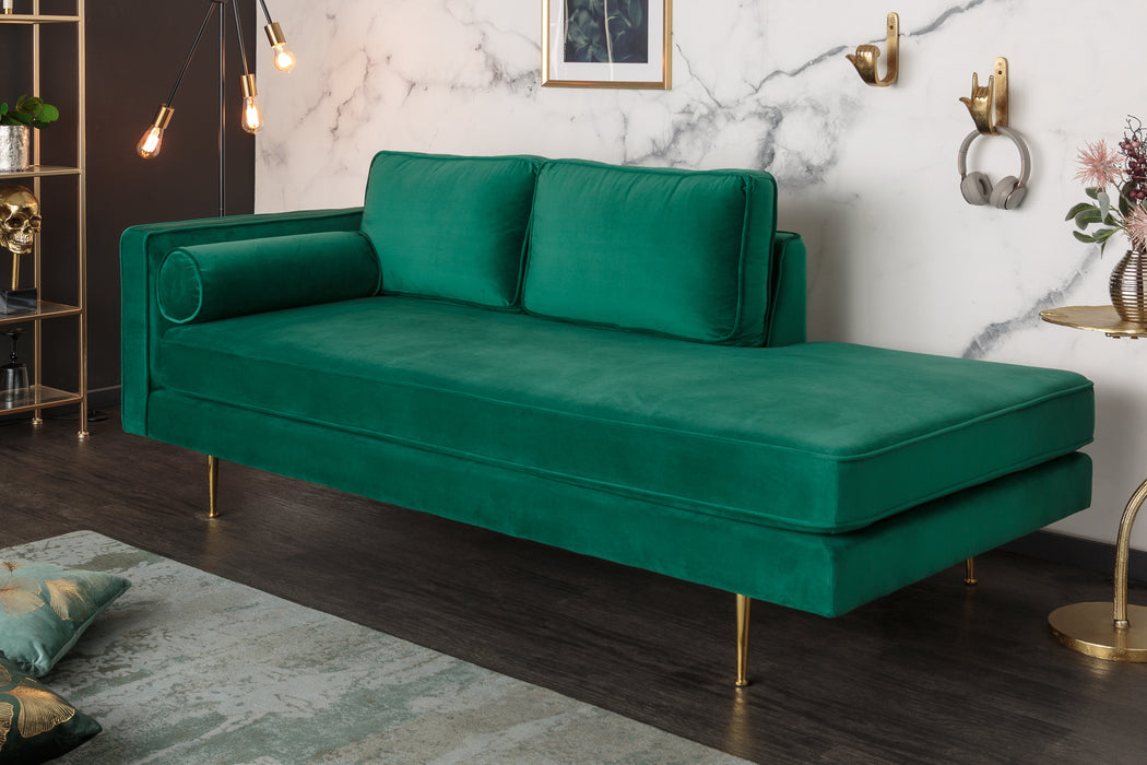 Recamiere Icon 195cm Samt smaragdgrün