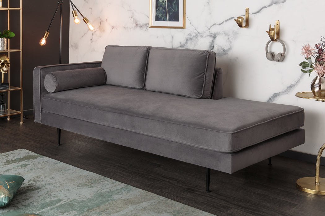 Recamiere Icon 195cm Samt grau