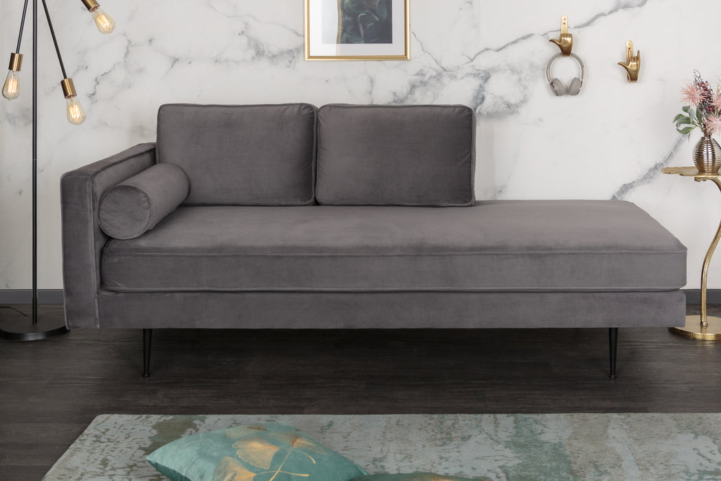 Recamiere Icon 195cm Samt grau