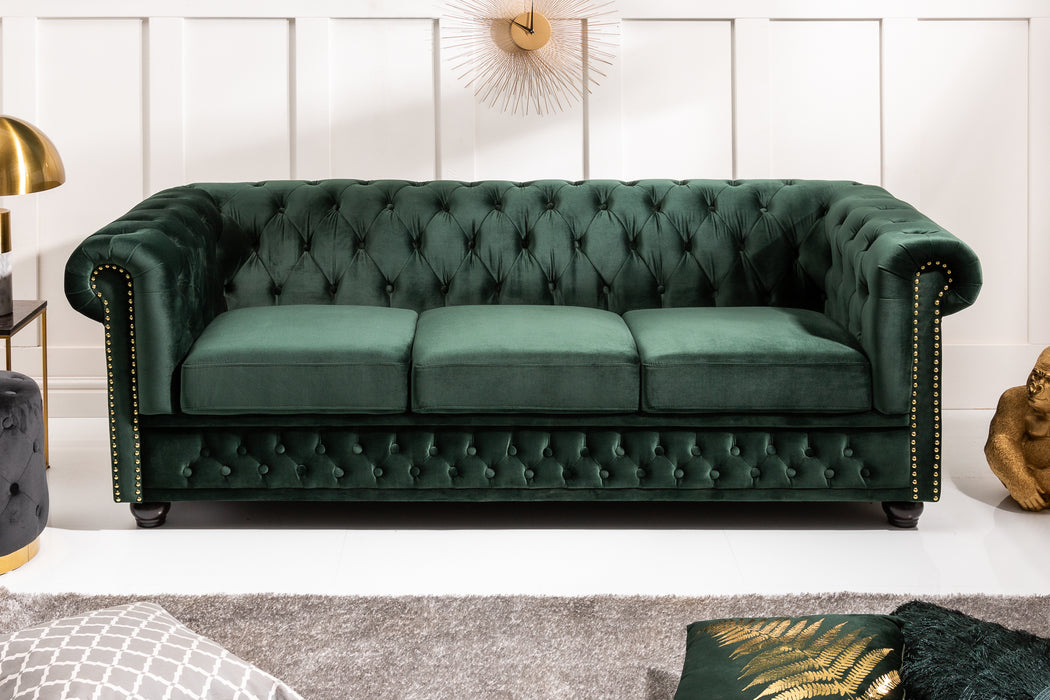Sofa Chesterfield 3er Samt Grün