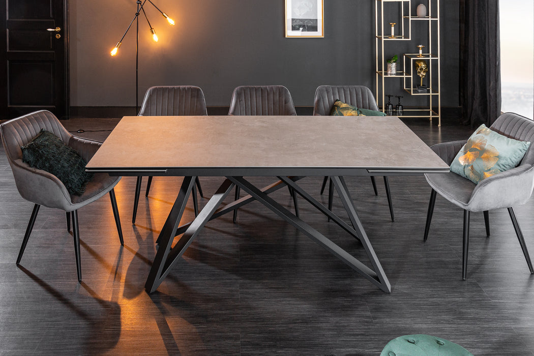 Esstisch Globe 180-220-260cm Beton-Optik Keramik