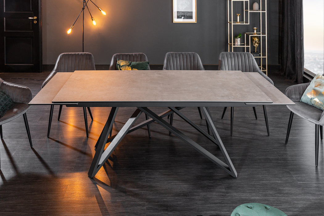 Esstisch Globe 180-220-260cm Beton-Optik Keramik