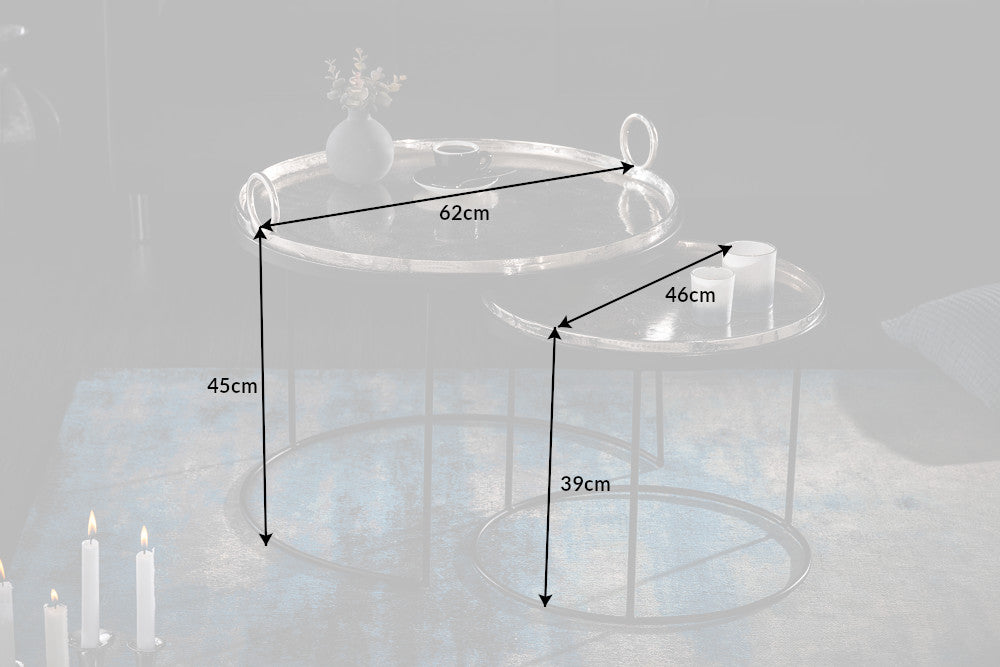 Beistelltisch Jura Oriental 2er Set silber