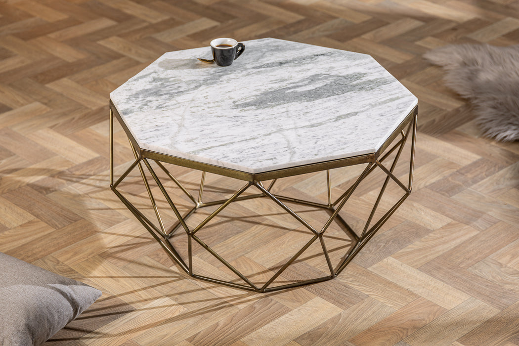 Couchtisch Diamant 70cm Marmor weiß