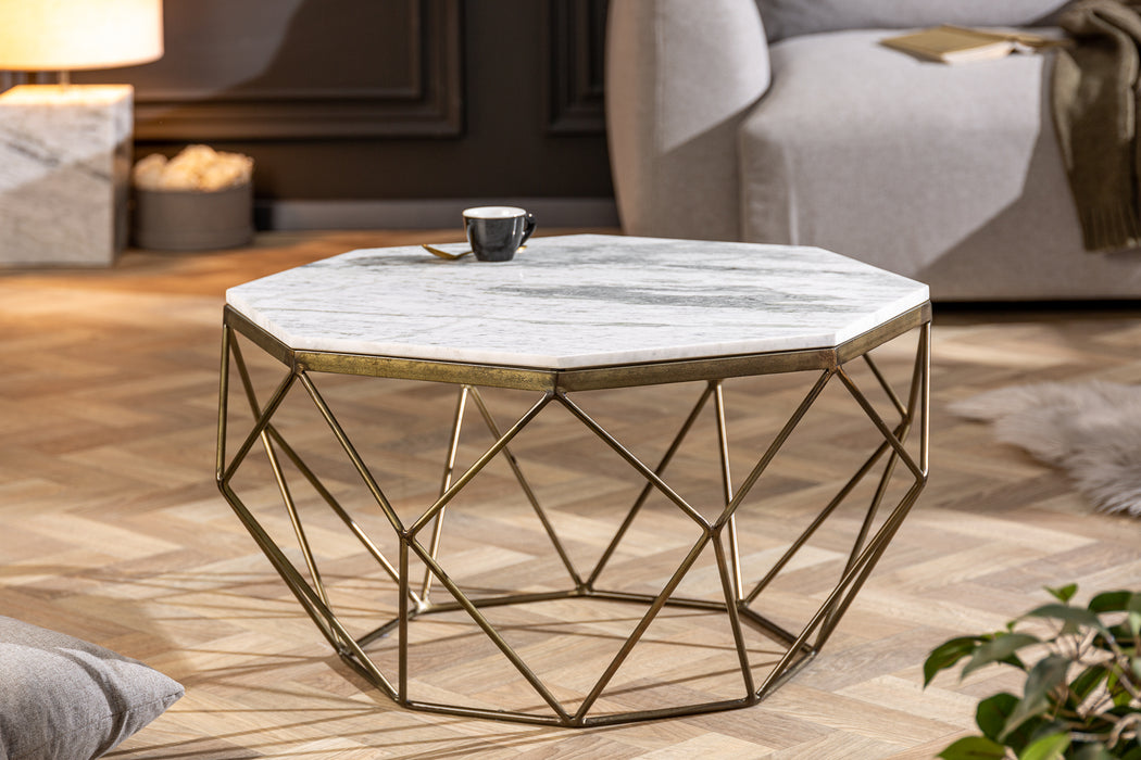 Couchtisch Diamant 70cm Marmor weiß