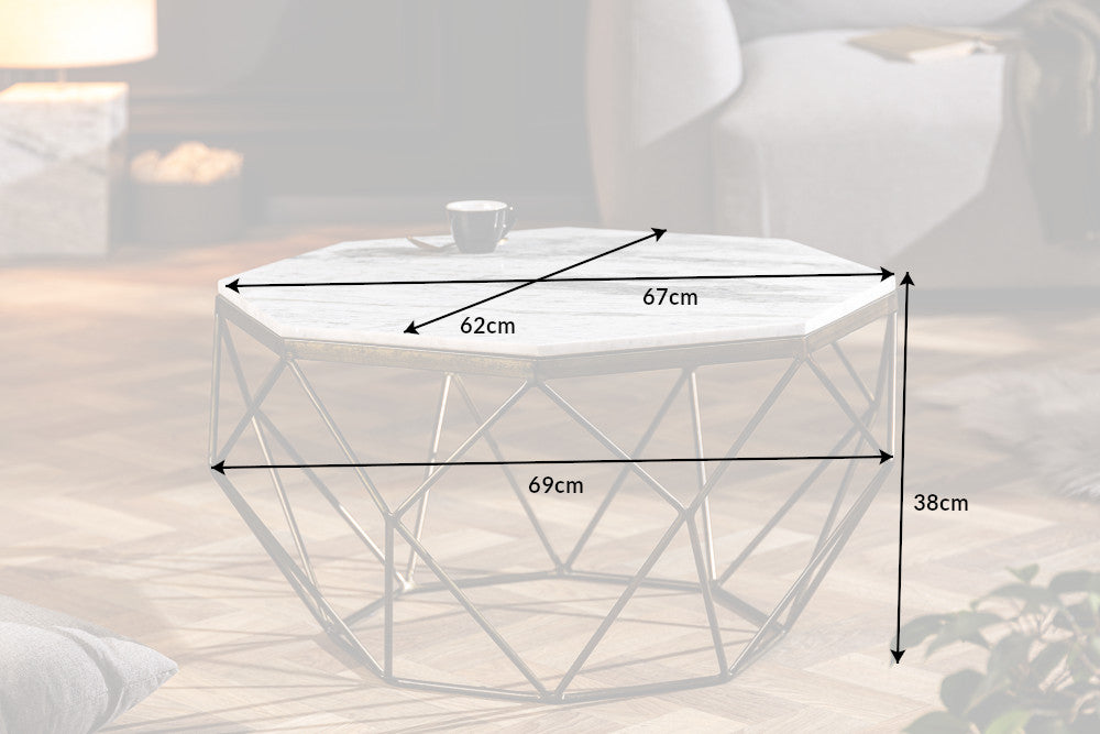 Couchtisch Diamant 70cm Marmor weiß