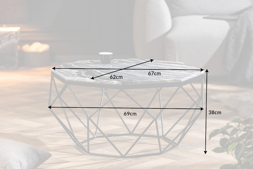Couchtisch Diamant 70cm Marmor grau