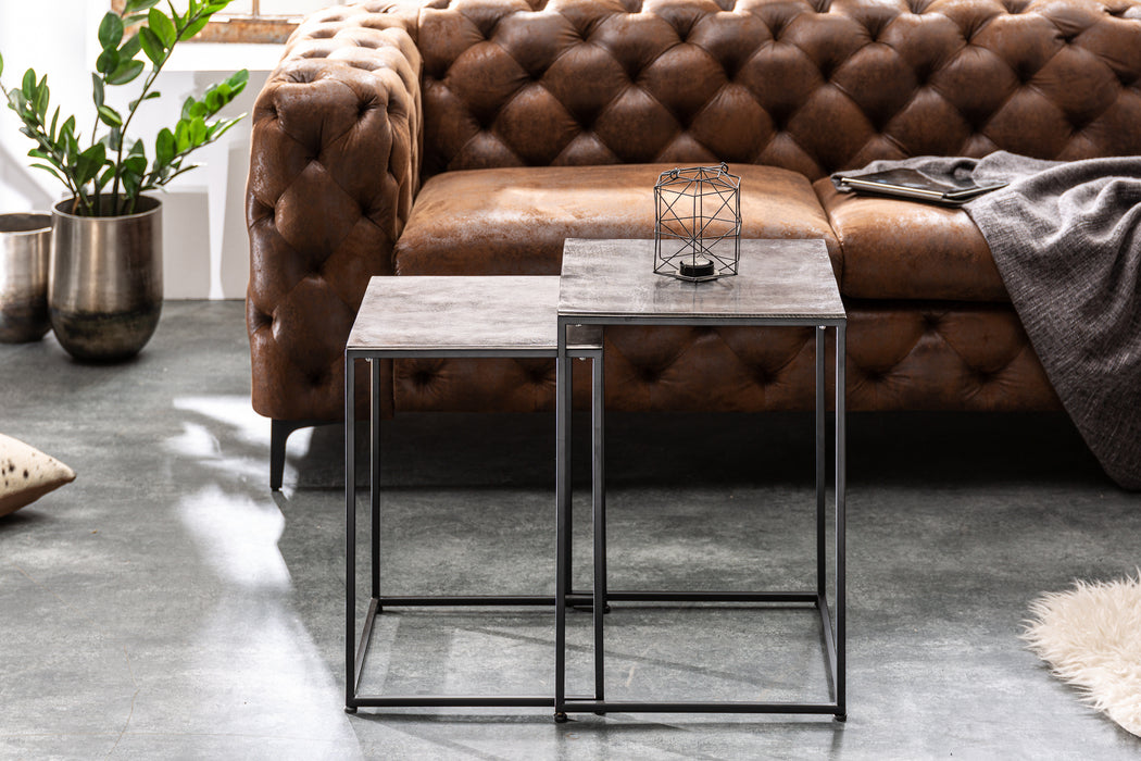 Couchtisch Jura 2er Set silber schwarz
