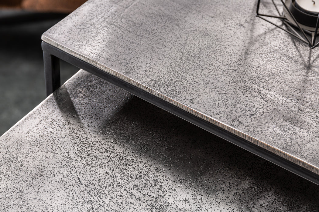 Couchtisch Jura 2er Set silber schwarz