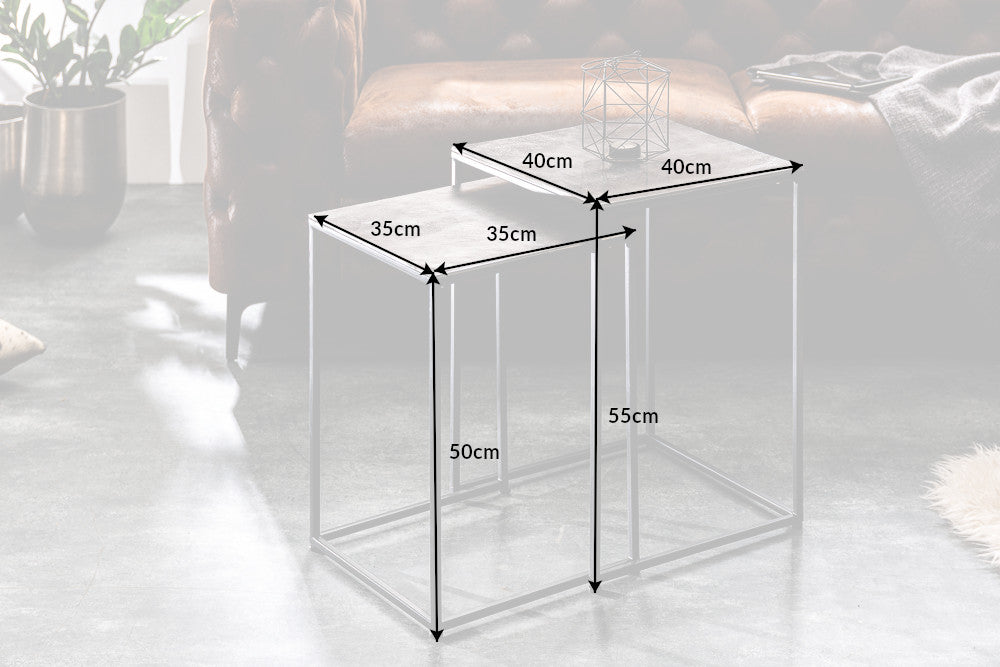 Couchtisch Jura 2er Set silber schwarz