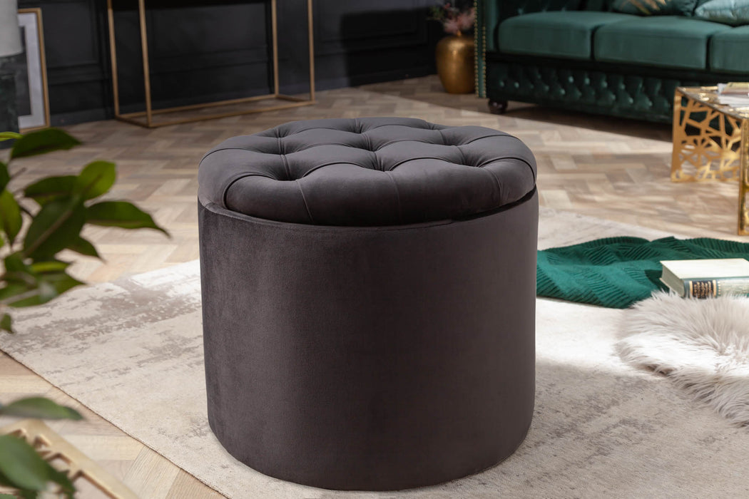 Hocker Barock Storage 50cm Samt schwarz