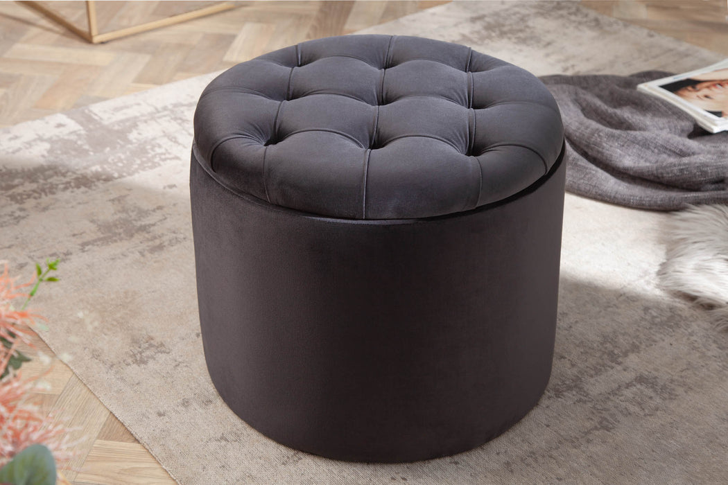 Hocker Barock Storage 50cm Samt schwarz