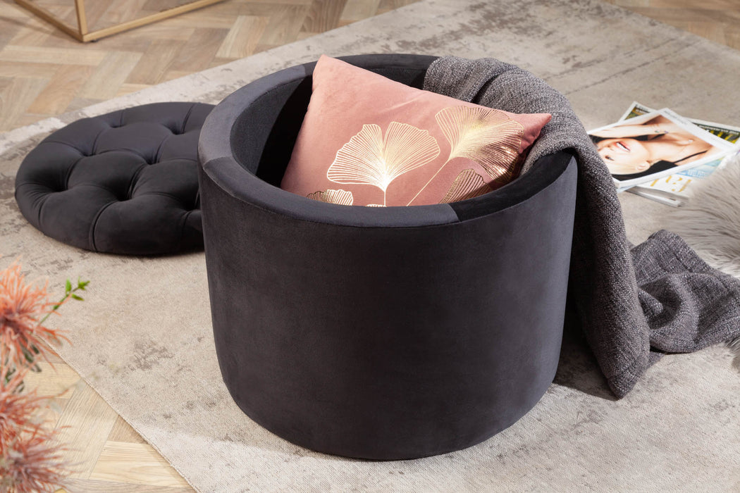 Hocker Barock Storage 50cm Samt schwarz