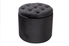 Hocker Barock Storage schwarz Samt mit Stauraum Glamour