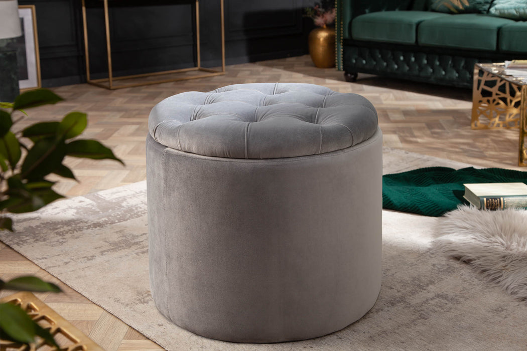 Hocker Barock Storage 50cm Samt silber