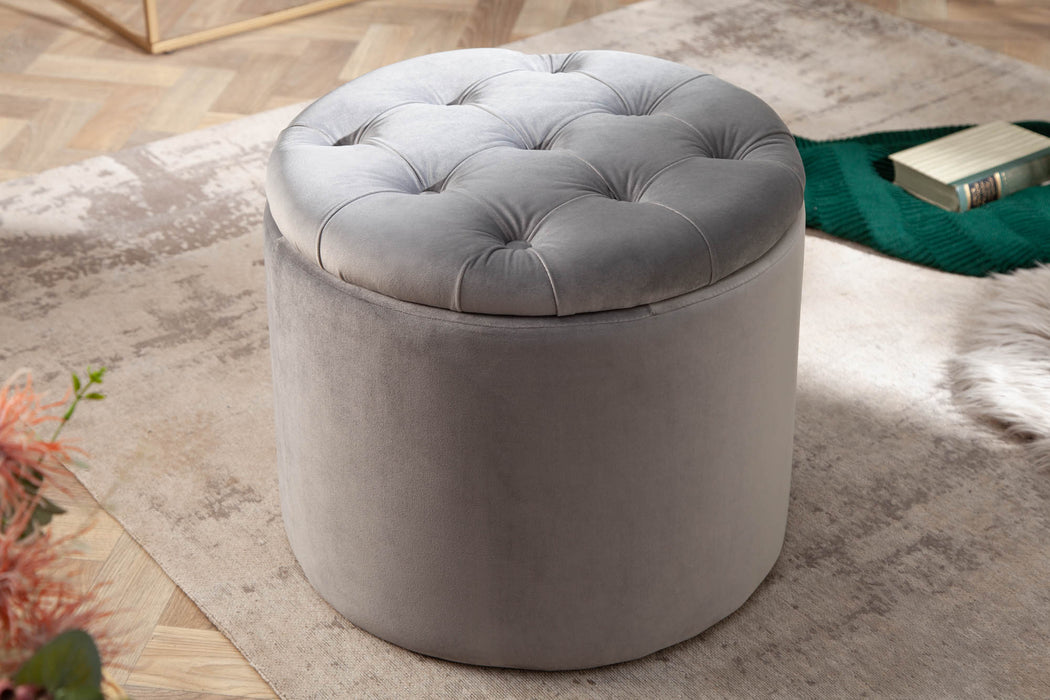 Hocker Barock Storage 50cm Samt silber