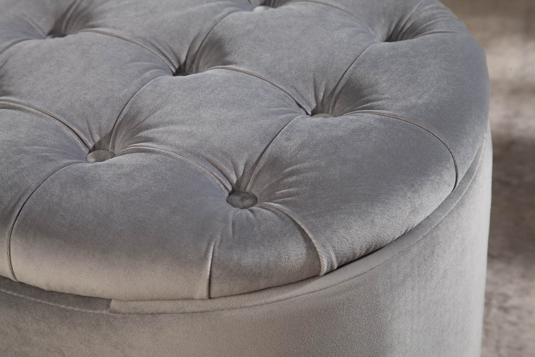 Hocker Barock Storage 50cm Samt silber